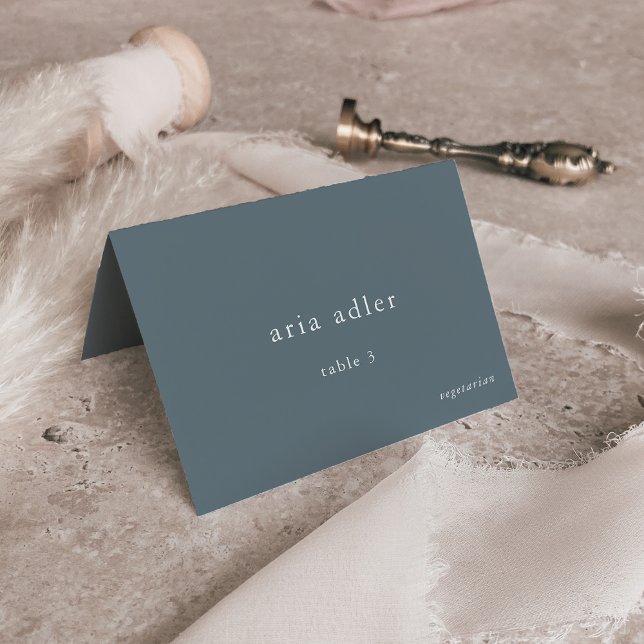 EMELIA Minimalist Blue Winter Wedding Place Cards (EMELIA Minimalist Blue Winter Wedding Place Cards)