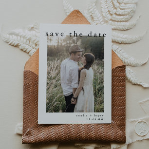 EMELIA Minimalist Photo Unique Neutral Wedding Save The Date
