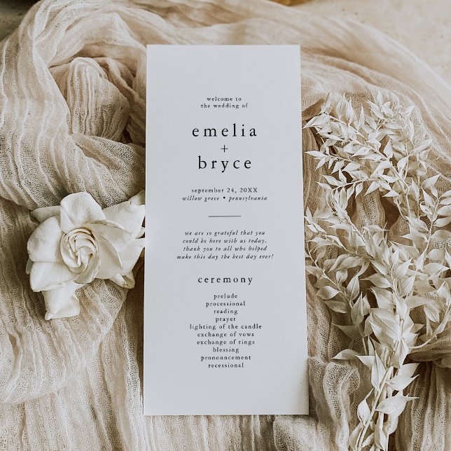 EMELIA Minimalist Unique Neutral Rustic Wedding Programme (EMELIA Minimalist Unique Neutral Rustic Wedding Program)