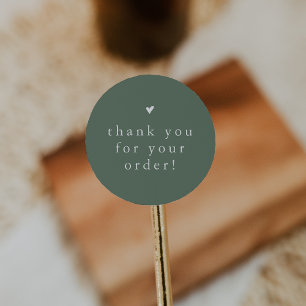 EMELIA Modern Olive Sage Green Thank You For Order Classic Round Sticker