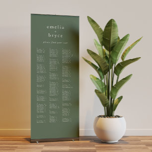 EMELIA Modern Sage Simple Wedding Seating Chart Retractable Banner