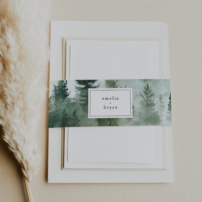 EMELIA Mountain Destination Rustic Forest Wedding Invitation Belly Band (EMELIA Mountain Destination Rustic Forest Wedding Invitation Belly Band)