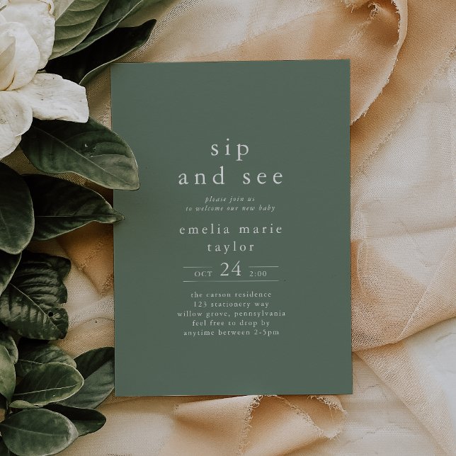 EMELIA Nature Rustic Simple Woodland Sip and See Invitation (EMELIA Nature Rustic Simple Woodland Sip and See Invitation)