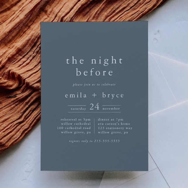EMELIA Navy Blue The Night Before Rehearsal Dinner Invitation (EMELIA Navy Blue The Night Before Rehearsal Dinner Invitation)