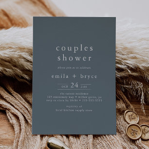 EMELIA Navy Simple Baby or Wedding Couples Shower Invitation