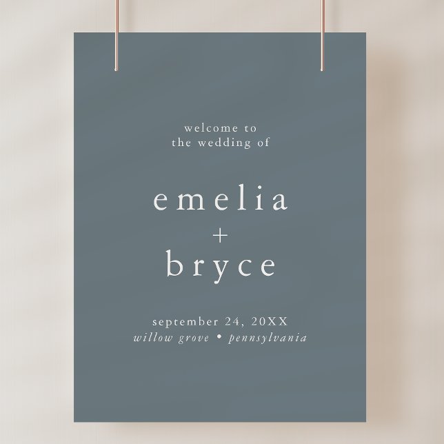 EMELIA Navy Simple Wedding Welcome Sign Template (EMELIA Navy Simple Wedding Welcome Sign Template)
