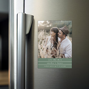 EMELIA Photo Boho Sage Green Wedding Save the Date Magnetic Invitation