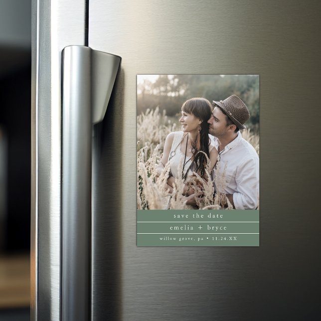 EMELIA Photo Boho Sage Green Wedding Save the Date Magnetic Invitation (EMELIA Photo Boho Sage Green Wedding Save the Date Magnetic Invitation)
