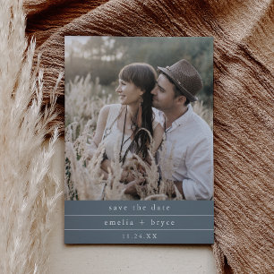 EMELIA Photo Minimalist Dark Blue Winter Wedding Save The Date