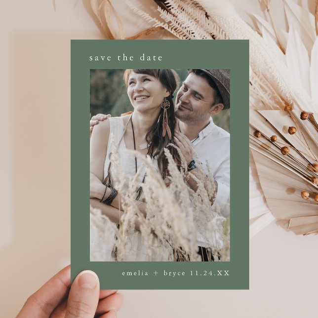 EMELIA Photo Woodland Nature Green Forest Wedding Save The Date (EMELIA Photo Woodland Nature Green Forest Wedding Save The Date)