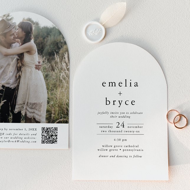 EMELIA QR Code Photo Arch Winter Unique Wedding Invitation (EMELIA QR Code Photo Arch Winter Unique Wedding Invitation)