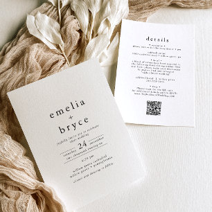 EMELIA QR Code Rustic Simple Modern Boho Wedding Invitation