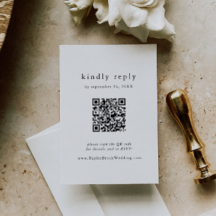 EMELIA QR Code Simple Modern Boho Wedding RSVP Enclosure Card