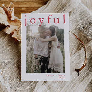 EMELIA Red Boho Xmas Photo Joyful Christmas Holiday Card