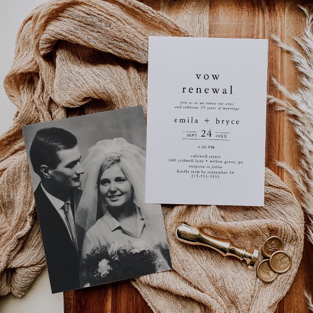 EMELIA Rustic Boho Simple Modern Photo Vow Renewal Invitation (EMELIA Rustic Boho Simple Modern Photo Vow Renewal Invitation)