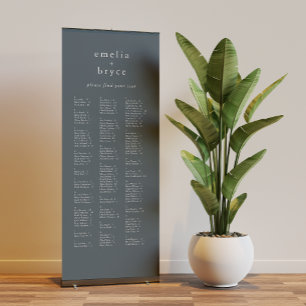 EMELIA Rustic Minimal Navy Wedding Seating Chart Retractable Banner