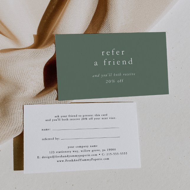 EMELIA Rustic Sage Green Refer a Friend Discount Referral Card (EMELIA Rustic Sage Green Refer a Friend Discount Referral Card)