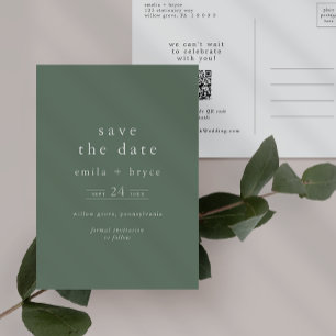 EMELIA Rustic Sage Green Wedding Save the Date Invitation Postcard