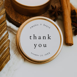 EMELIA Rustic Simple Modern Boho Wedding Thank You Classic Round Sticker