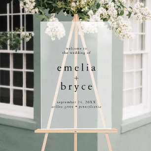 EMELIA Rustic Simple Modern Boho Wedding Welcome Acrylic Sign