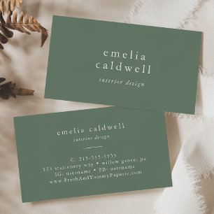 EMELIA Rustic Simple Modern Sage Green Olive Boho Business Card