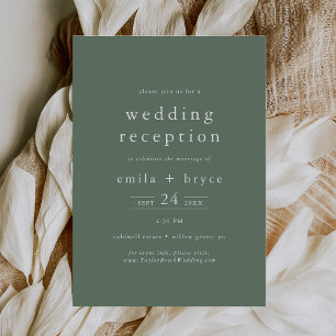 EMELIA Rustic Simple Sage Nature Wedding Reception Invitation