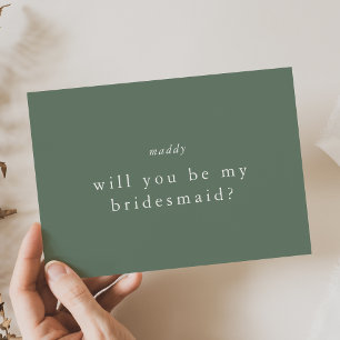 EMELIA Sage Green Simple Bridesmaid Proposal Cards