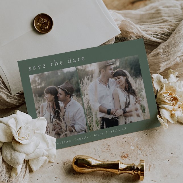 EMELIA Silver Foil Sage Wedding Save the Date (EMELIA Silver Foil Sage Wedding Save the Date Foil Invitation)