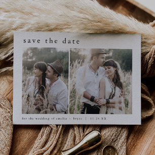 EMELIA Simple 2 Photo Modern Winter Unique Wedding Save The Date