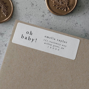 EMELIA Simple Baby Shower Return Address Labels