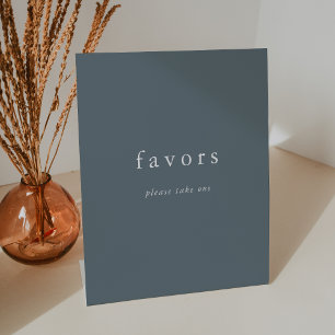 EMELIA Simple Boho Navy Dark Blue Wedding Favour Pedestal Sign