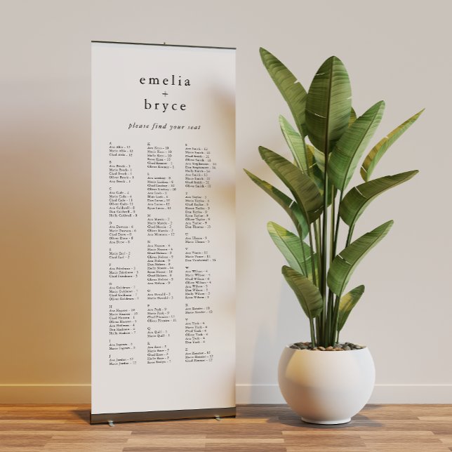 EMELIA Simple Modern Boho Wedding Seating Chart Retractable Banner (EMELIA Simple Modern Boho Wedding Seating Chart Retractable Banner)
