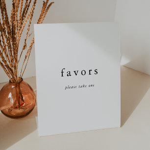 EMELIA White Black Rustic Simple Wedding Favor Pedestal Sign