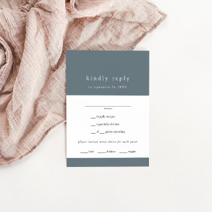 EMELIA Winter Minimalist Dark Dusty Blue Wedding RSVP Card