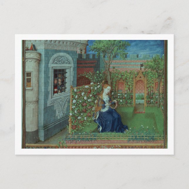 Emelye in her garden. The imprisoned knights Palam Postcard (Front)