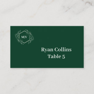Emeral Green Monogram Crest Place Cards