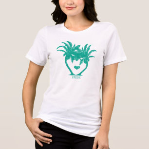 Emeral Teal Green Palm Tree Beach Wedding T-SHIRT Tri-Blend Shirt