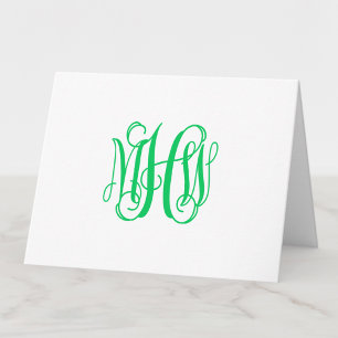 Emerald 3 Initial Vine Script Monogram DIY BG Thank You Card