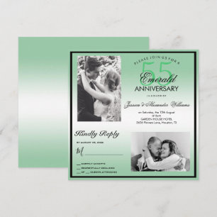 Emerald 55th Wedding Anniversary Double Photo Invitation