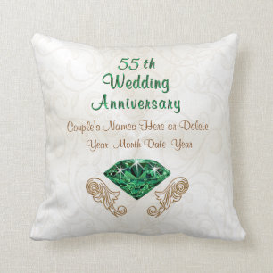 Emerald 55th Wedding Anniversary Gifts, Your Text Cushion