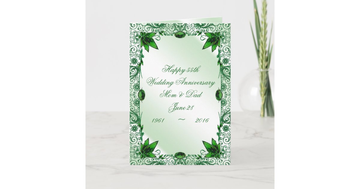 Emerald 55th  Wedding  Anniversary  Greeting  Card  Zazzle co uk 
