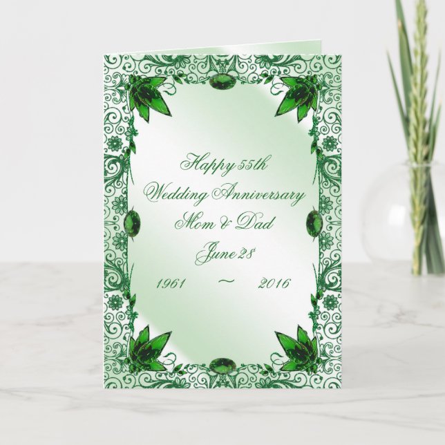 Emerald 55th Wedding Anniversary Greeting Card (Front)