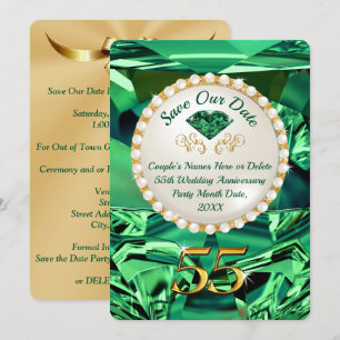 Emerald, 55th Wedding Anniversary Save the Date Invitation
