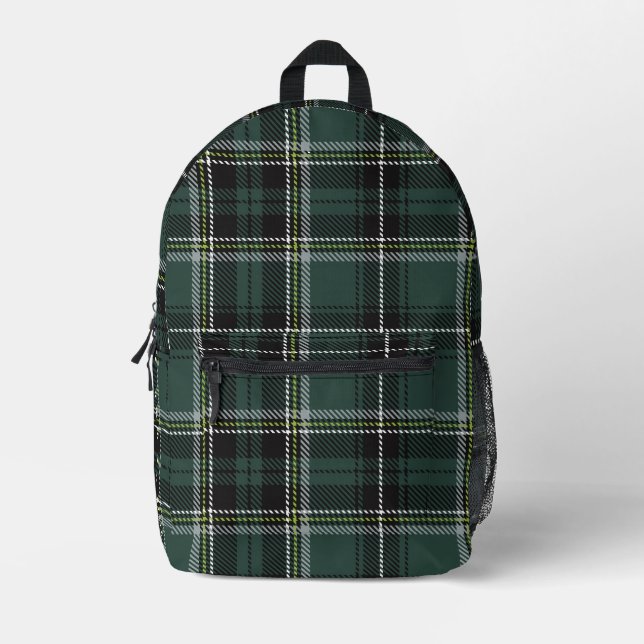 Emerald Academic Plaid Printed Backpack (Front)