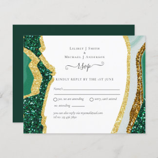 Emerald Agate Gold Wedding RSVP Budget