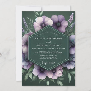Emerald Amethyst Bloom Wedding Invitation