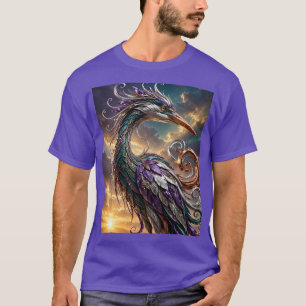 Emerald Amethyst Silver Heron, Copper Swirl Sunset T-Shirt