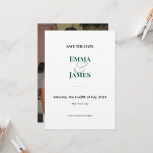 Emerald Ampersand Photo Save the Date   Wedding Invitation