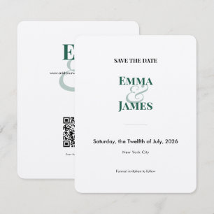 Emerald Ampersand Save the Date Wedding Card