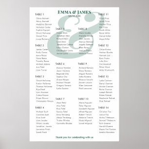 Emerald Ampersand Wedding   14 Seating Chart